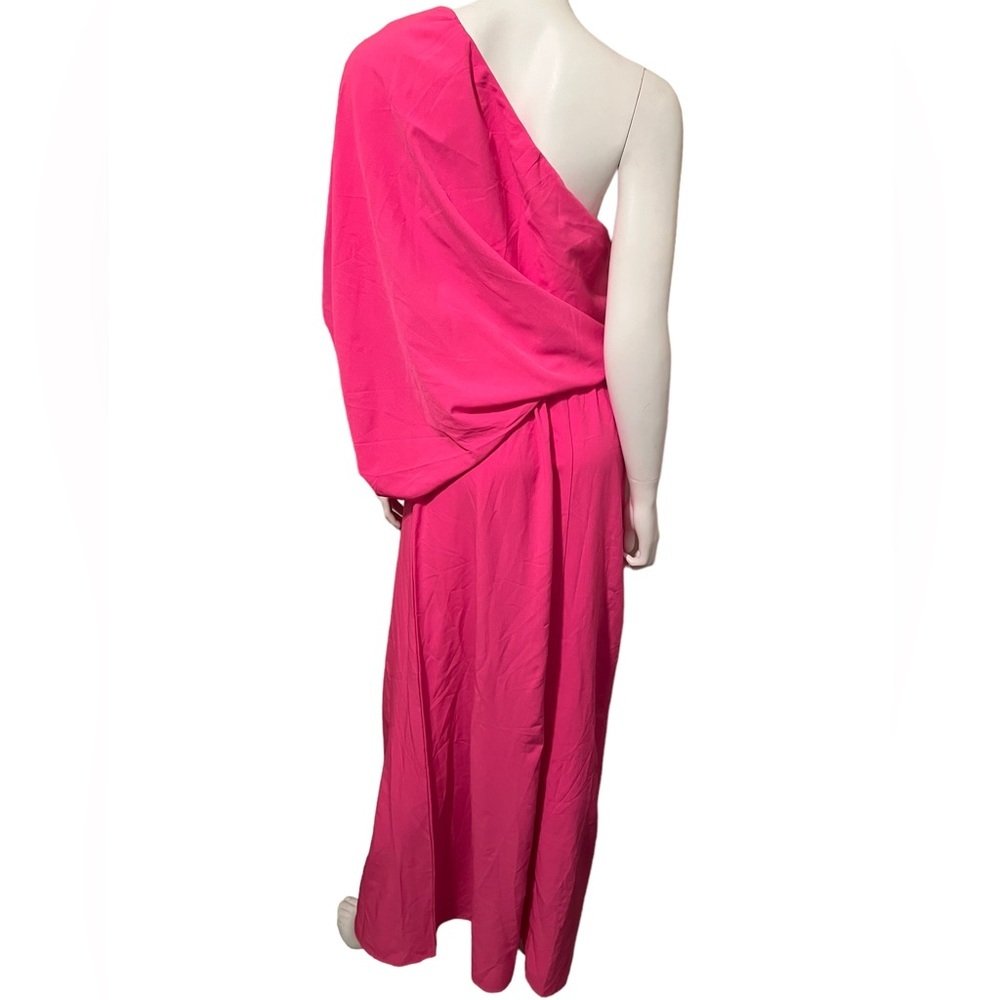 Hot Pink Fuchsia One Shoulder Beautifully Draped Maxi Dress - M - Long​ - Picture 2 of 4